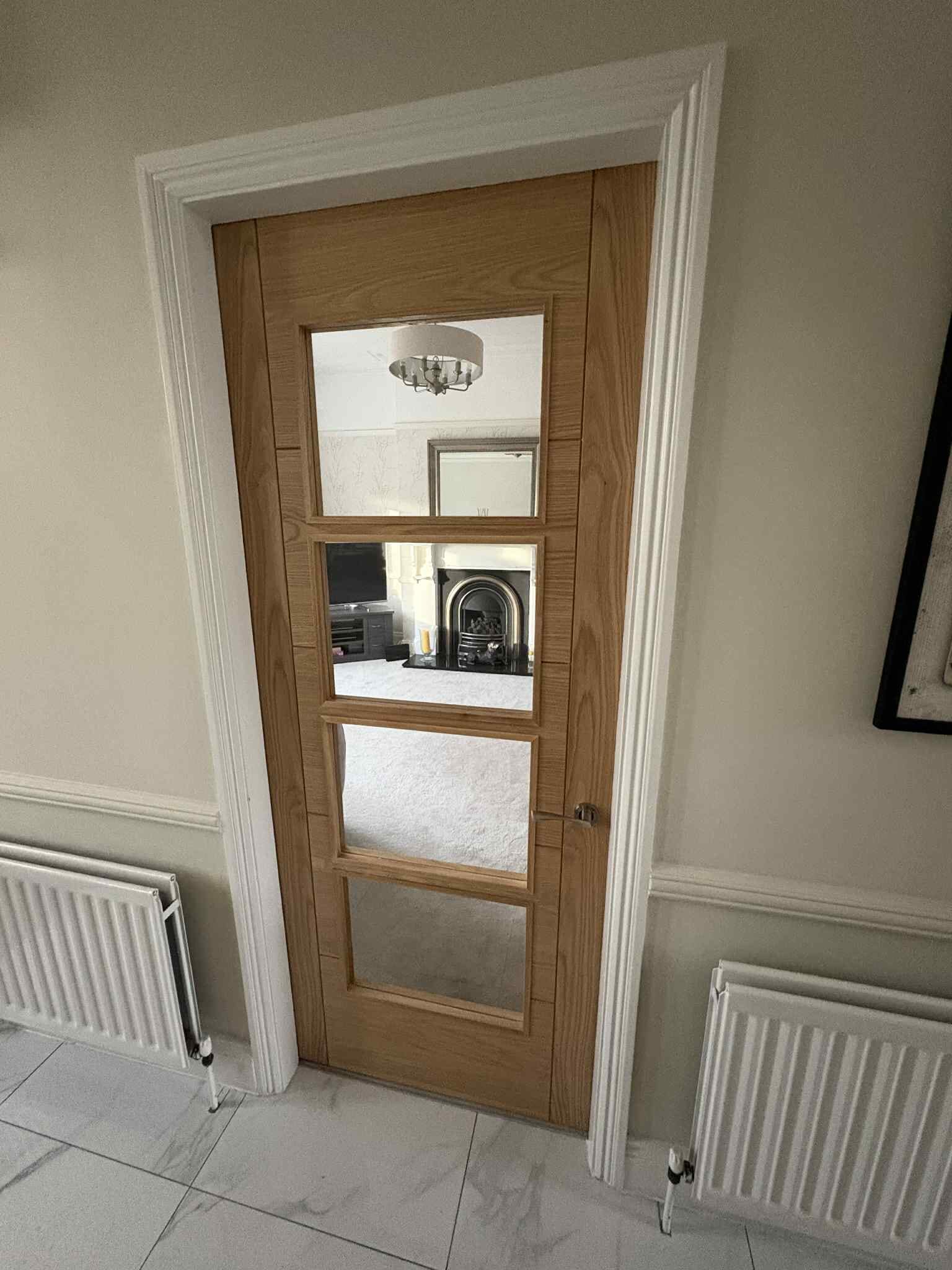 1981 x 457 x 35mm (18") Iseo Oak 4 Light Clear Glass - Prefinished Internal Doors